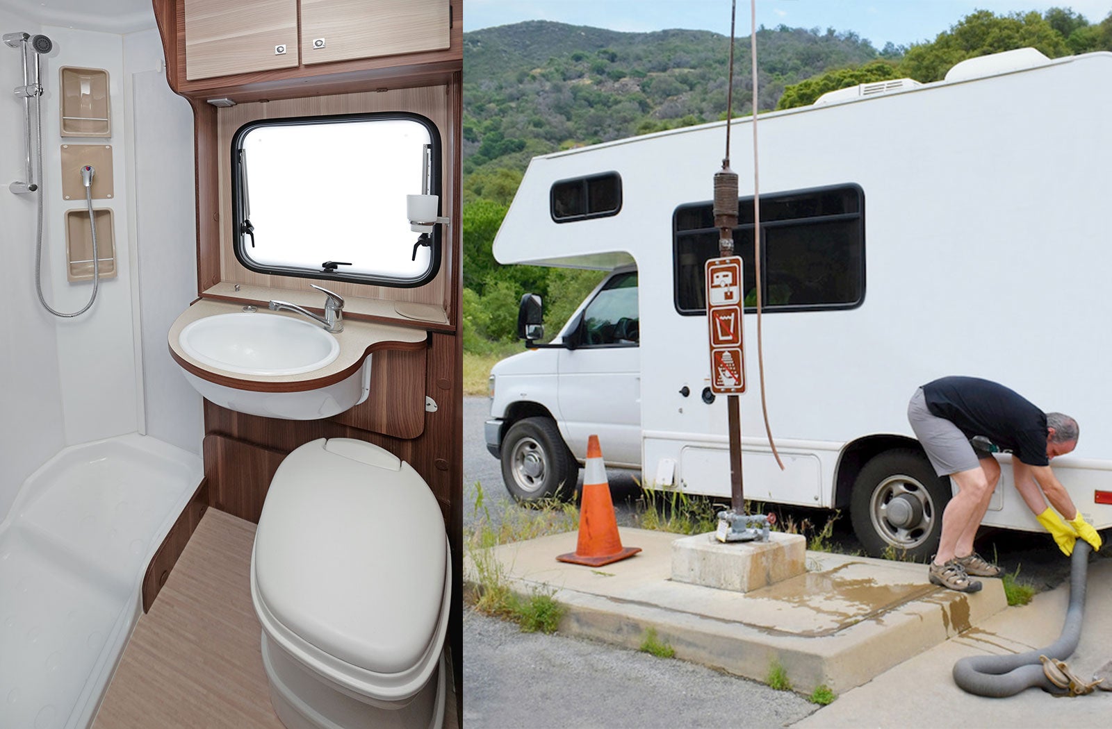 Portable RV/camper toilet and holding tank setup in Deltona, Florida