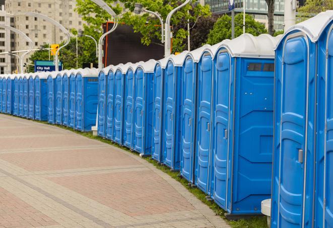 Seasonal porta potty units set up at a Deltona, Florida venue