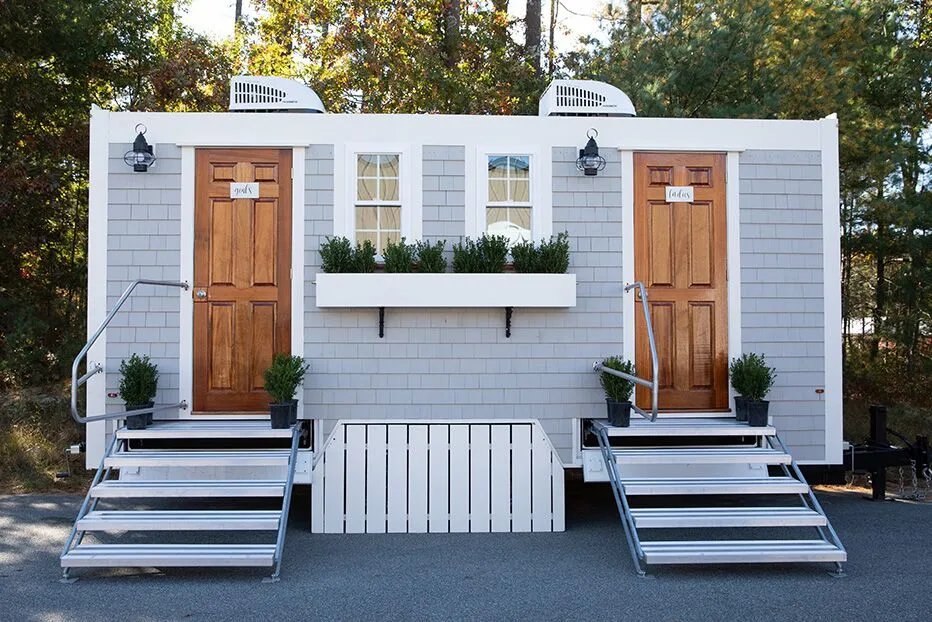 Wedding restroom units discretely staged at a venue in Deltona, Florida